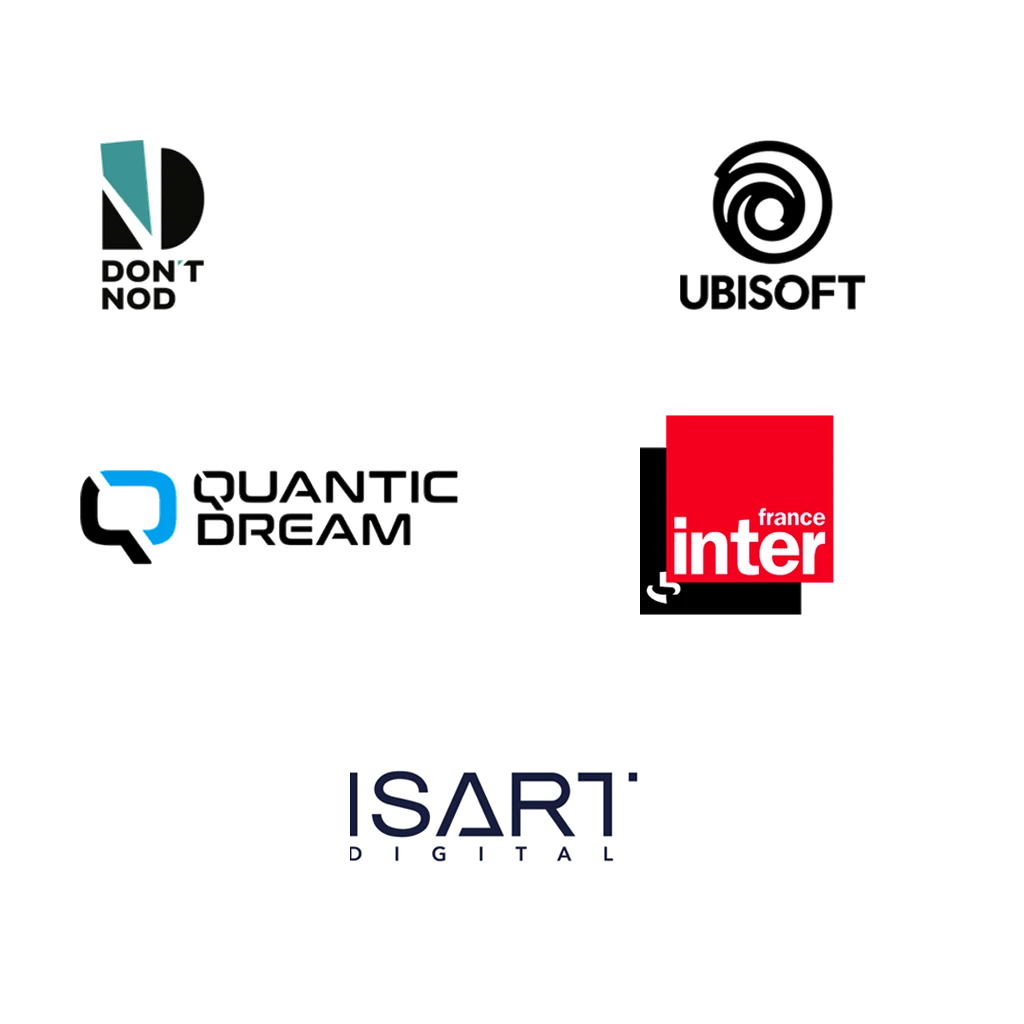 Clients and employers: Don’t Nod, Ubisoft, Quantic Dream, France Inter, ISART Digital